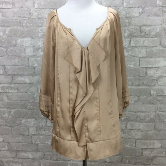 Diane von Furstenberg Blush Silk Waterfall Blouse - Picture 7 of 8